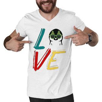 Love The Xmas Penguin Men V-Neck Tshirt | Favorety