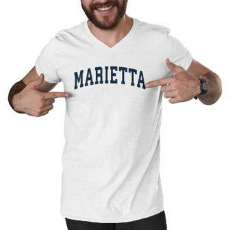 Marietta Ohio Oh Vintage Sports Design Navy Design Men V-Neck Tshirt | Mazezy