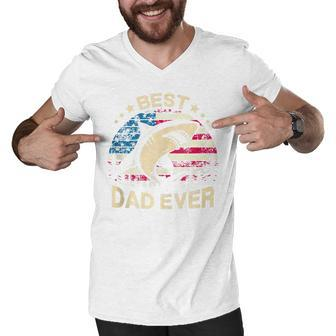 Mens Daddy Shark T Best Dad Papa Ever 4Th Of July Father Men V-Neck Tshirt - Seseable
