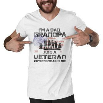Mens Im A Dad Grandpa And A Veteran - 4Th Of July Veteran Men V-Neck Tshirt - Seseable