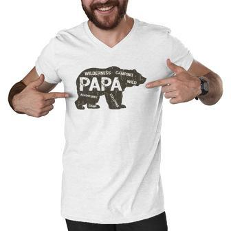 Mens Papa Camping Bear Top Camper Grandpa Gifts For Men Men V-Neck Tshirt | Mazezy