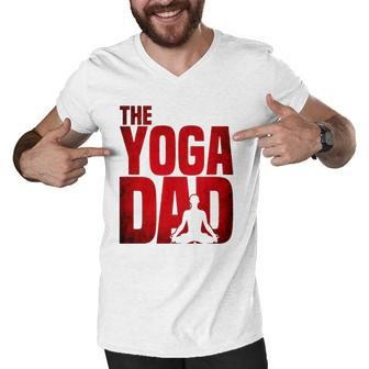 Mens Yoga Dad Meditation Namaste Fathers Day Gift Men V-Neck Tshirt | Mazezy
