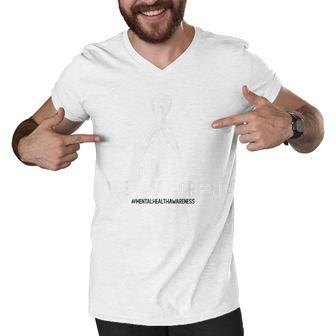 Mental Health Awareness Month In May We Wear Green Men V-Neck Tshirt | Mazezy