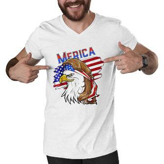 Merica Eagle American Flag Mullet Hair Redneck Hillbilly Men V-Neck Tshirt