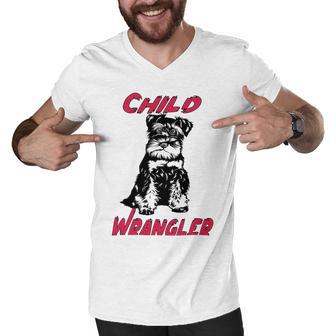 Miniature Schnauzer At Home Child Wrangler Multi Tasking Dog Men V-Neck Tshirt | Favorety AU