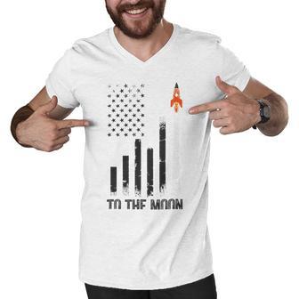 Official To The Moon Distressed Us Flag Stock Market Amc Gme Investor Cryptocurrency Investor Funny Men V-Neck Tshirt | Favorety DE