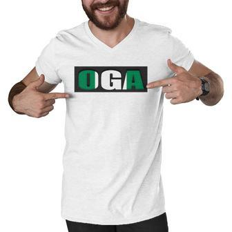 Oga Nigeria Slogan Nigerian Naija Nigeria Flag Men V-Neck Tshirt | Mazezy