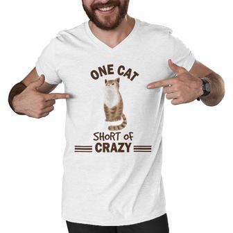 One Cat Short Of Crazy Men V-Neck Tshirt | Favorety UK