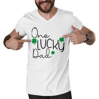 One Lucky Dad Funny St Patrick Day Men V-Neck Tshirt | Favorety UK