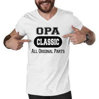 Opa Grandpa Gift Classic All Original Parts Opa Men V-Neck Tshirt - Seseable