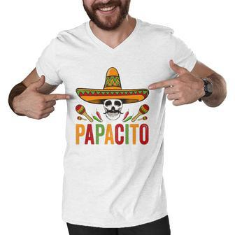 Papacito Funny Mexican Skull Cinco De Mayo Men V-Neck Tshirt | Mazezy