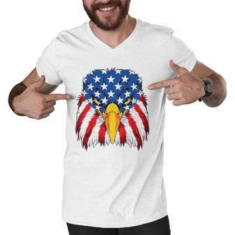 Patriotic Eagle 4Th Of July Usa American Flag Merica Men Kid Men V-Neck Tshirt | Mazezy