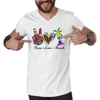 Peace Love Beach Summer Vacation Beach 185 Shirt Men V-Neck Tshirt | Favorety