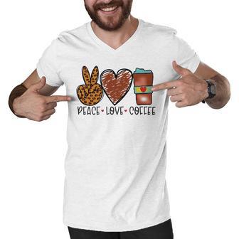 Peace Love Coffee Men V-Neck Tshirt | Favorety DE