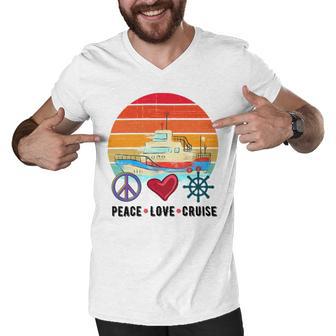 Peace Love Cruising Family Cruise Vacation Matching Gift Men V-Neck Tshirt | Favorety