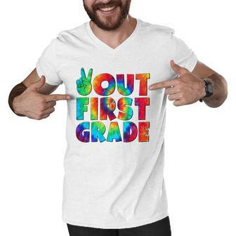 Peace Out First 1St Grade Graduation Last Day Of School Men V-Neck Tshirt | Mazezy