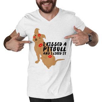 Pitbull Funny Kissed A Pitbull I Liked 795 Shirt Men V-Neck Tshirt | Favorety UK