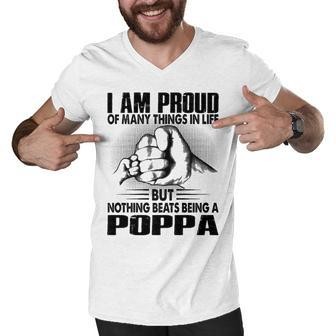 Poppa Grandpa Gift Nothing Beats Being A Poppa Men V-Neck Tshirt - Seseable