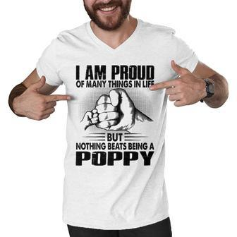 Poppy Grandpa Gift Nothing Beats Being A Poppy Men V-Neck Tshirt - Seseable