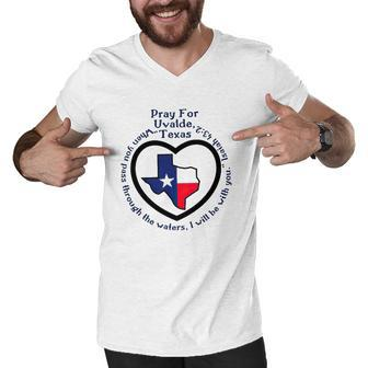Prayers For Texas Robb Elementary Uvalde Texan Flag Map Men V-Neck Tshirt | Mazezy