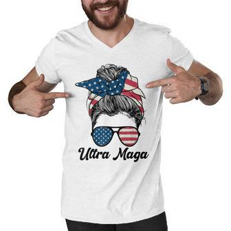 Pro Trump Ultra Mega Messy Bun Men V-Neck Tshirt - Seseable