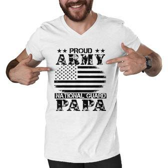 Proud Army National Guard Papa US Military Gift Men V-Neck Tshirt | Mazezy