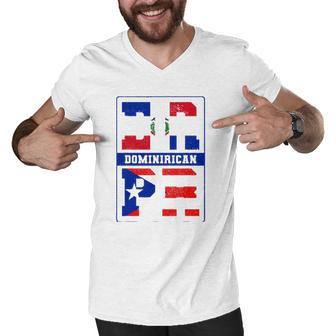 Puerto Rican Dominican Republic Dominican Flag Pride Men V-Neck Tshirt | Mazezy