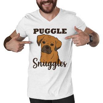 Puggle Dog Snuggles Funny Cute Pug Beagle Mom Dad Men V-Neck Tshirt | Favorety