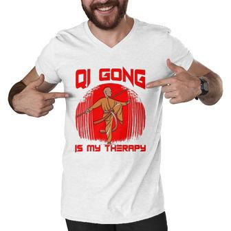 Qi Gong Is My Therapy Men V-Neck Tshirt | Mazezy
