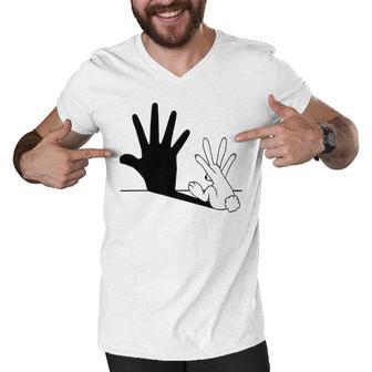 Rabbit Hand Shadow Men V-Neck Tshirt | Favorety UK