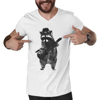 Raccoon Wielding Ukulele Men V-Neck Tshirt | Favorety UK