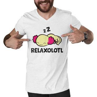 Relaxolotl Axolotl Sleeping Men V-Neck Tshirt - Monsterry AU