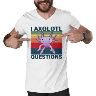 Retro I Axolotl Questions Funny Cute Axolotl Men V-Neck Tshirt | Favorety UK