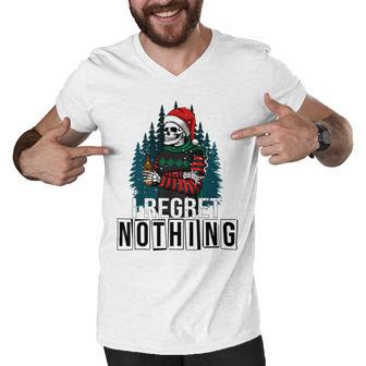 Skeleton Santa I Regret Nothing Christmas Men V-Neck Tshirt | Favorety AU