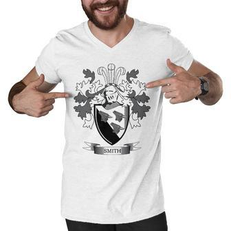 Smith Family Crest Coat Of Arms T Shirt Men V-Neck Tshirt - Seseable