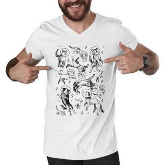 Space Dogs Men V-Neck Tshirt | Favorety