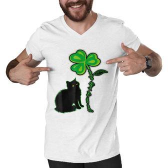 St Patricks Day Black Cat My Lucky Charm Men V-Neck Tshirt | Favorety UK