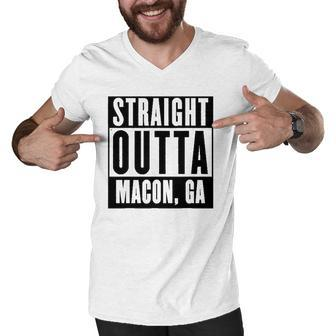 Straight Outta Georgiamacon Home Tee V Neck Men V-Neck Tshirt | Mazezy
