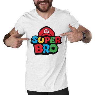 Super Bro Funny Brother Video Gaming Lover Gift Birthday Holiday By Mesa Cute Men V-Neck Tshirt | Favorety DE