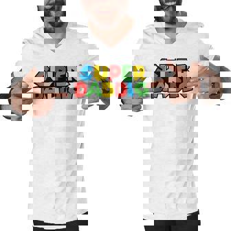 Super-Daddio Funny Gamer Dad Fathers Day Video Game Lover Men V-Neck Tshirt | Mazezy