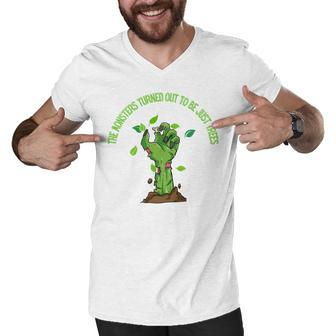 The Monsters Turned Out To Be Just Trees Hand Monster Men V-Neck Tshirt | Favorety UK
