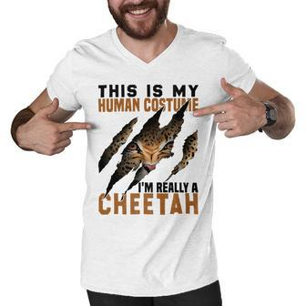This Is My Human Costume Im Really A Cheetah Men V-Neck Tshirt - Monsterry DE