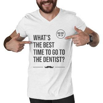 Time To Go To The Dentist Tooth Hurty Dad Joke Men V-Neck Tshirt | Mazezy