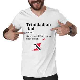 Trinidad And Tobago Pride Flag Dad Fathers Day Father Trini Men V-Neck Tshirt | Mazezy