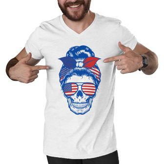 Ultra Maga Red White Blue Skull Men V-Neck Tshirt | Favorety AU