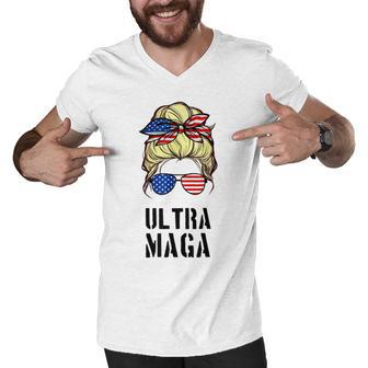 Ultra Mega Messy Bun 2022 Trump Republicans Conservatives Men V-Neck Tshirt | Favorety CA