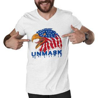 Unmask No Mask Usa Flag Eagle Patriotic Independence Day Men V-Neck Tshirt | Mazezy
