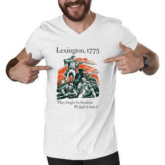 Usa Patriotic Vintage Battle Of Lexington Revolutionary War Men V-Neck Tshirt | Mazezy