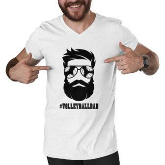Volleyball Dad With Beard And Cool Sunglasses Men V-Neck Tshirt | Mazezy