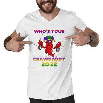 Whos Your Crawdaddy Crawfish Flag Mardi Gras Kids Men Women Men V-Neck Tshirt | Mazezy